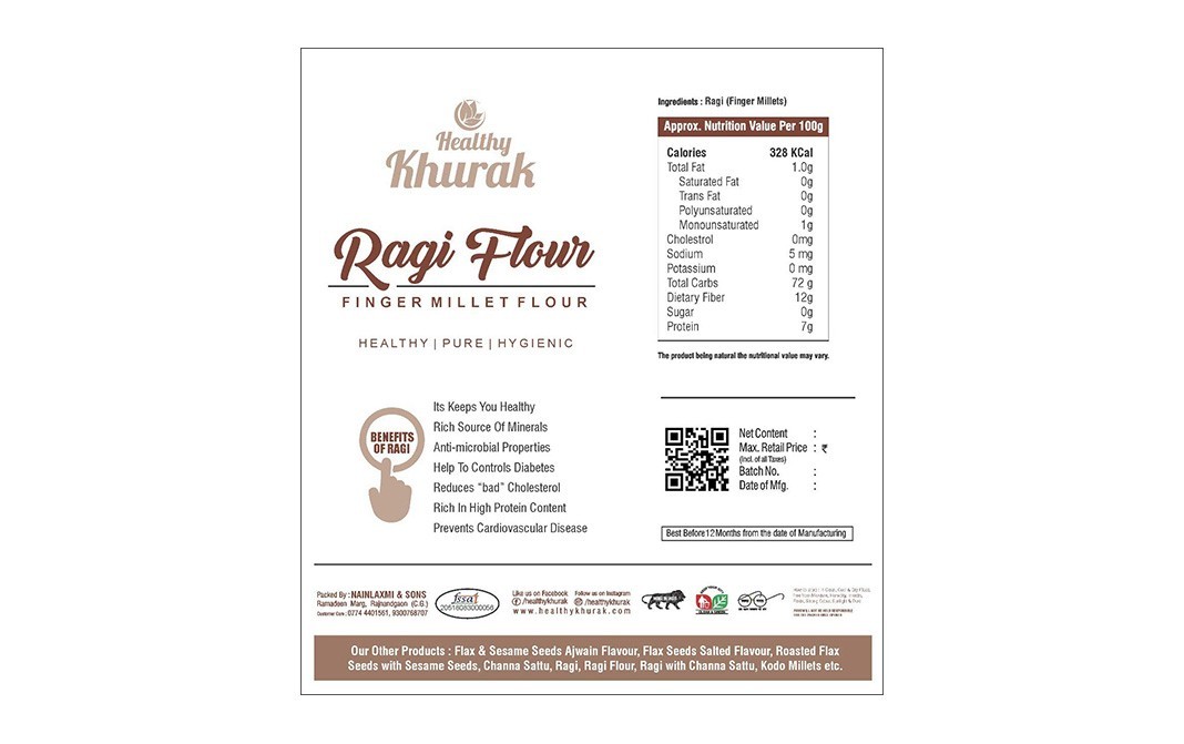 Healthy Khurak Ragi Flour (Finger Millet Flour)   Box  1 kilogram
